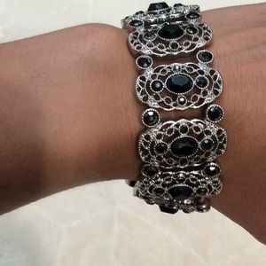 Silver and black bracelet